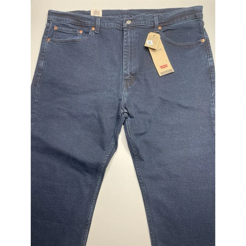 Levi's 505 Regular Fit Jeans Mens 42x30 Blue Indigo Stretch Straight Leg